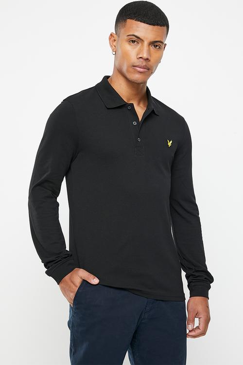 Long sleeve polo shirt - jet black