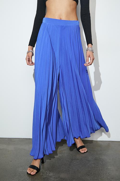Pleated palazzo pant - dazzling blue