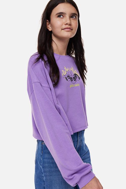 Boxy-style printed sweatshirt - purple the powerpuff girls 