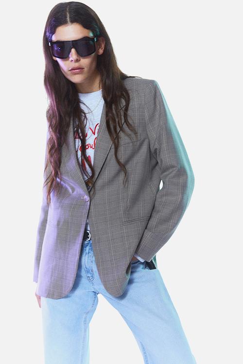 Single-breasted blazer - dark beige/checked