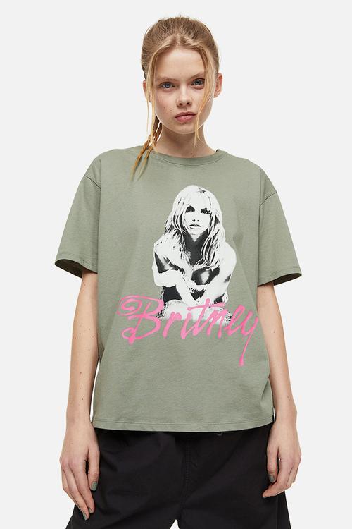 Oversized printed t-shirt - green,multi