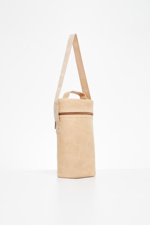 Wine cooler double carry leather - hazelnut