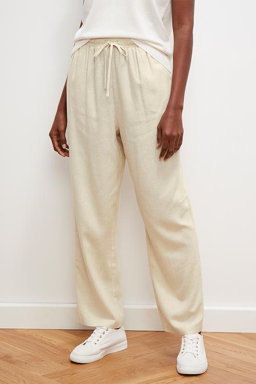 Linen blend tapered trouser - stone