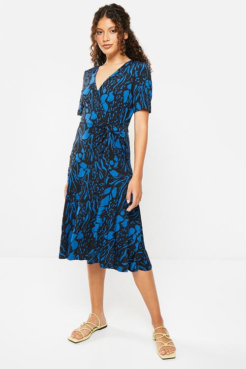 Monotone printed midi dress - multi blue