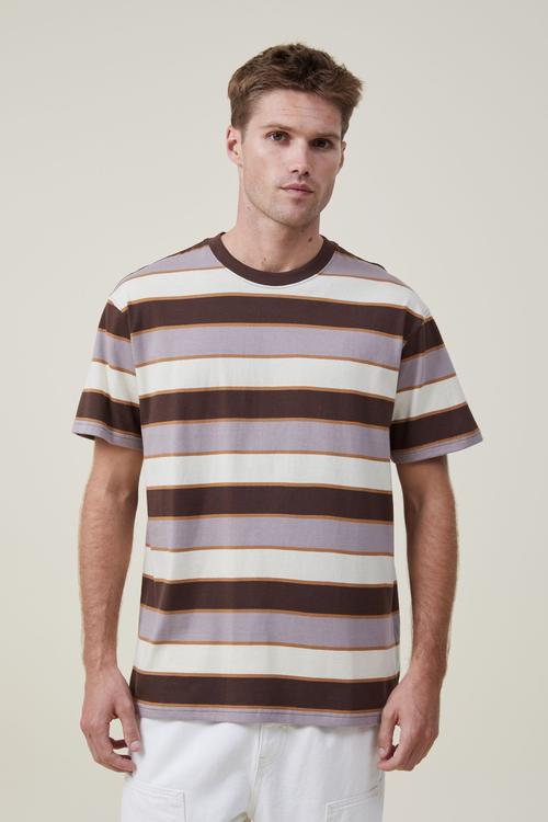 Loose fit stripe T-shirt - chocolate skate stripe