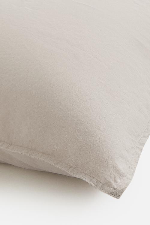 Washed linen pillowcase - beige