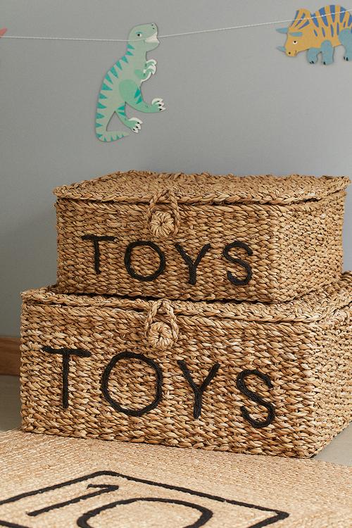 Toy storage box - beige ,multi