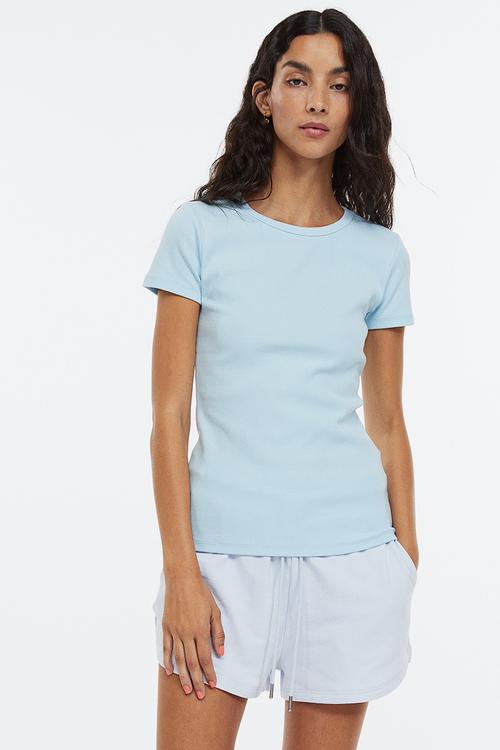 Ribbed top - light blue 
