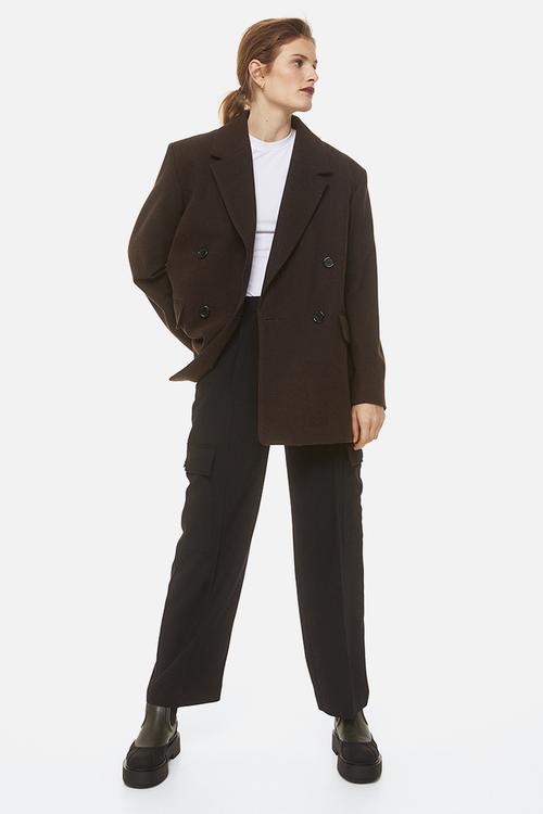 Straight cargo trousers - black