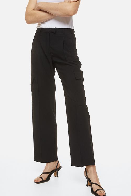 Straight cargo trousers - black
