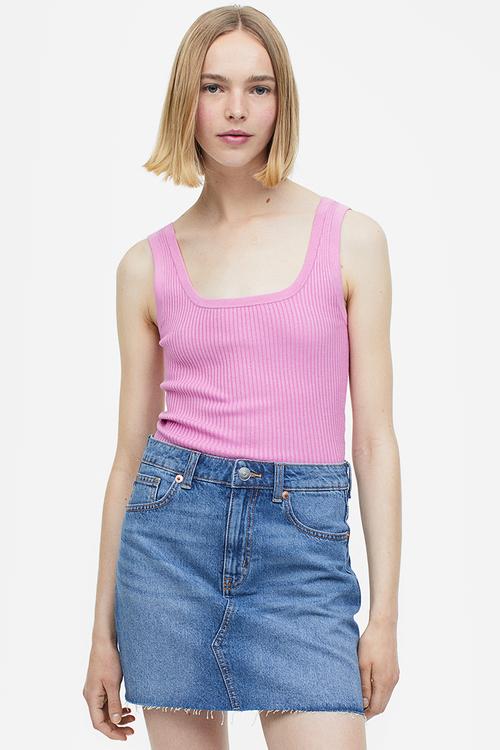 Rib-knit vest top - pink