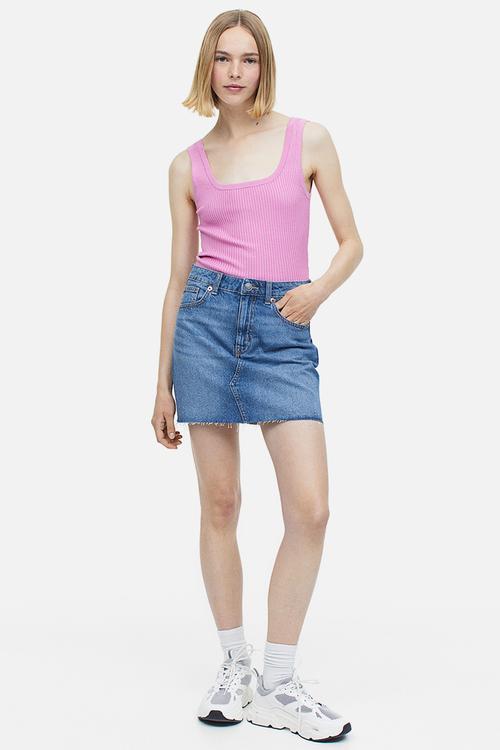 Rib-knit vest top - pink