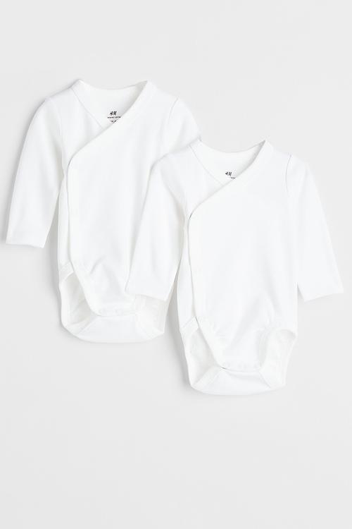 2-pack long-sleeved bodysuits - white