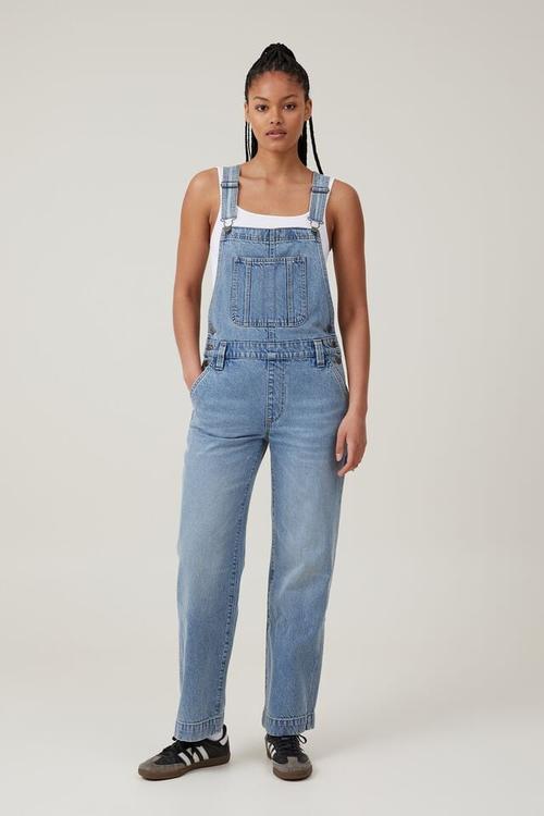 Utility denim long overall - bells blue