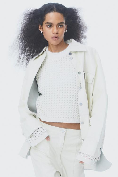 Pointelle-knit jumper - white