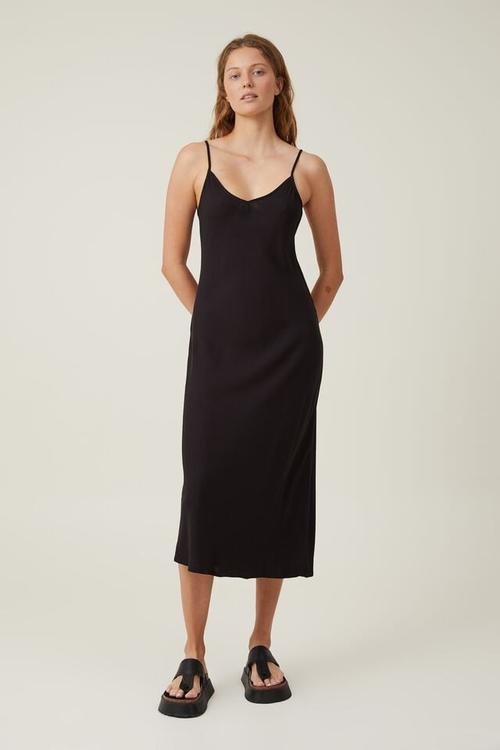 Estelle midi slip dress - black