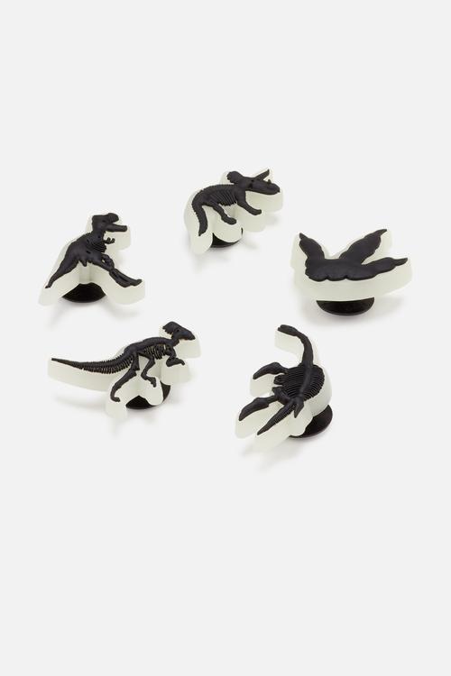 Glow in the dark dino 5 pack jibbitz - black