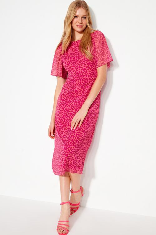 Round neck a-line dress - fuchsia