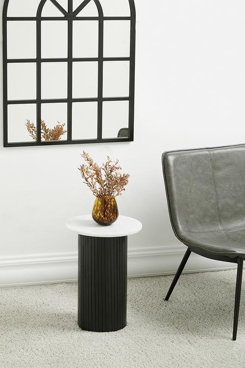 Logan marble top side table - black