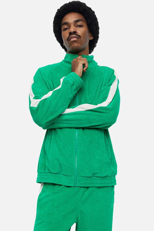 Relaxed fit terry track jacket - bright green 