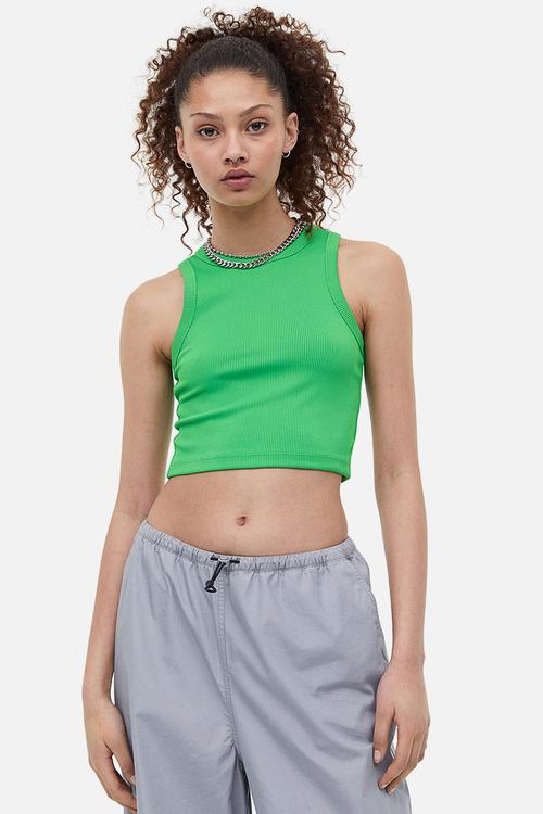 Cropped vest top - bright green