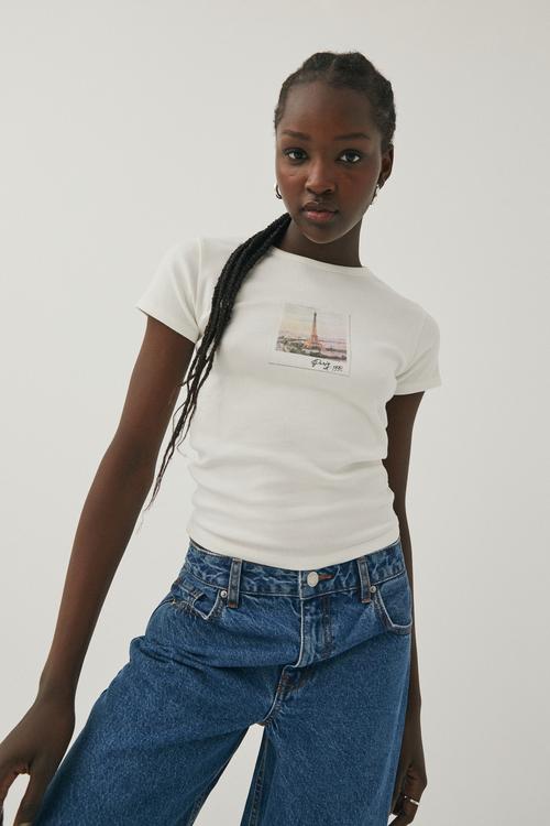 Brianna graphic T-shirt - winter white/paris photo