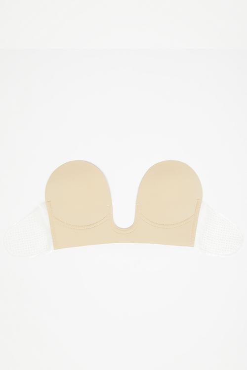 Plunge stick on bra - tan