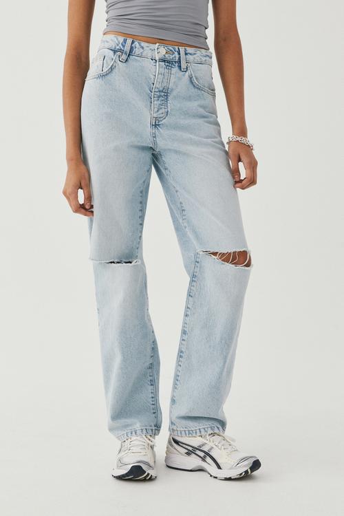 Straight leg ripped jean - salt lake blue ripped