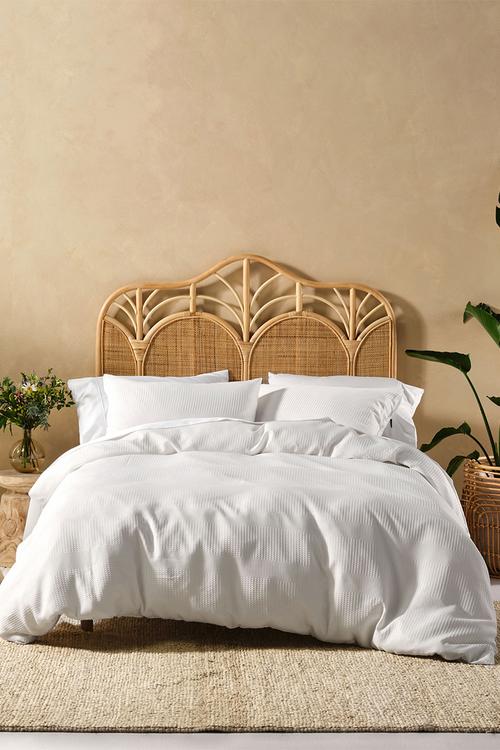 Derry waffle duvet cover set - white