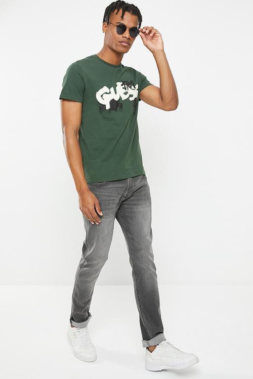Short sleeve graffiti logo tee - jungle green