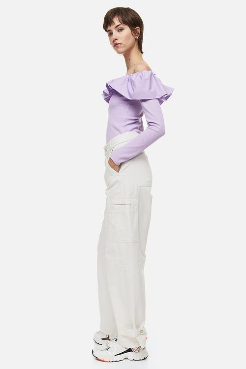 Straight cargo trousers - white