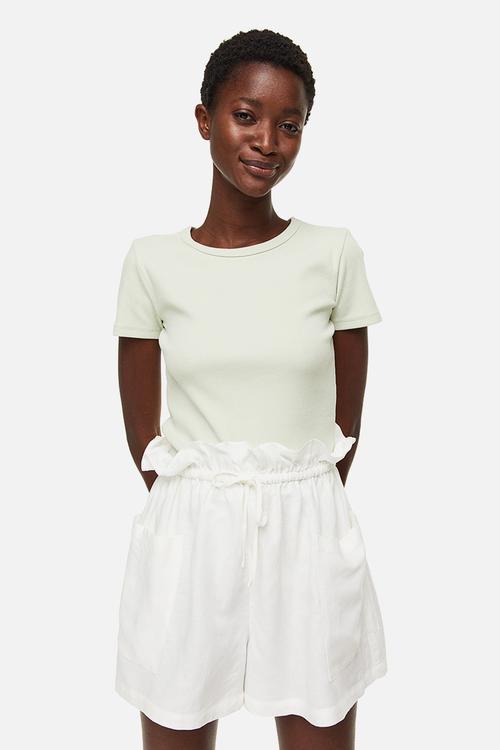 Fitted ribbed top - light green