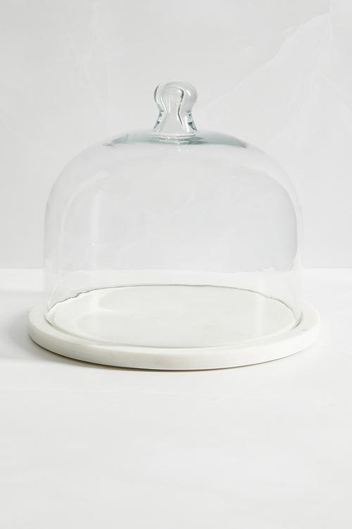 Stella marble cake dome - white & clear