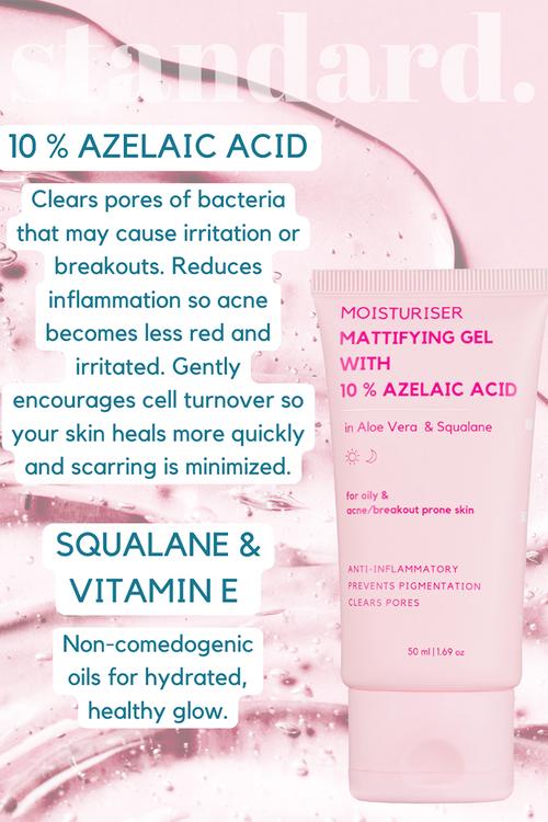 Mattifying Gel Moisturiser with 10% Azelaic Acid for Oily & Acne Prone