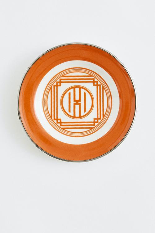 Small porcelain plate - multi,orange