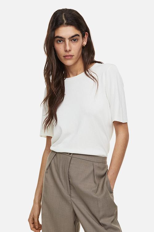 Fine-knit top - white