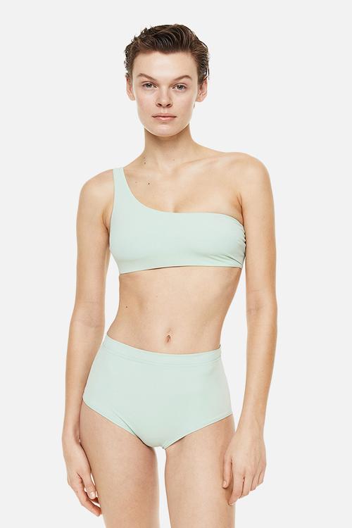 One-shoulder bikini top - mint green