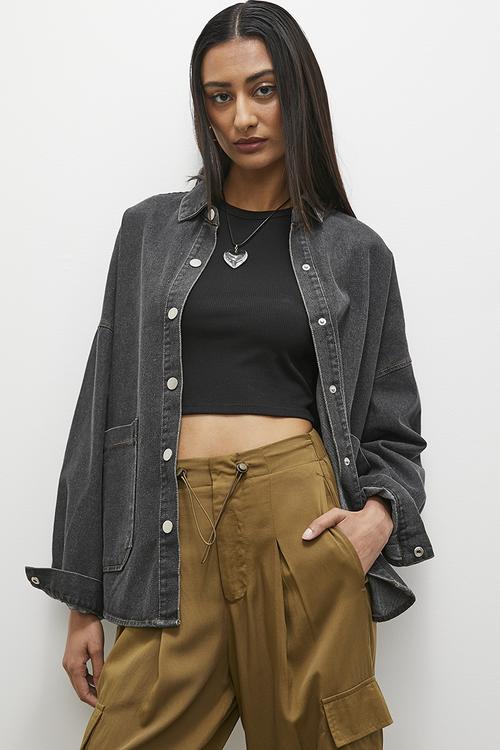 Denim overshirt - black