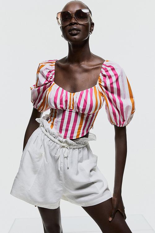 Paper bag shorts - white