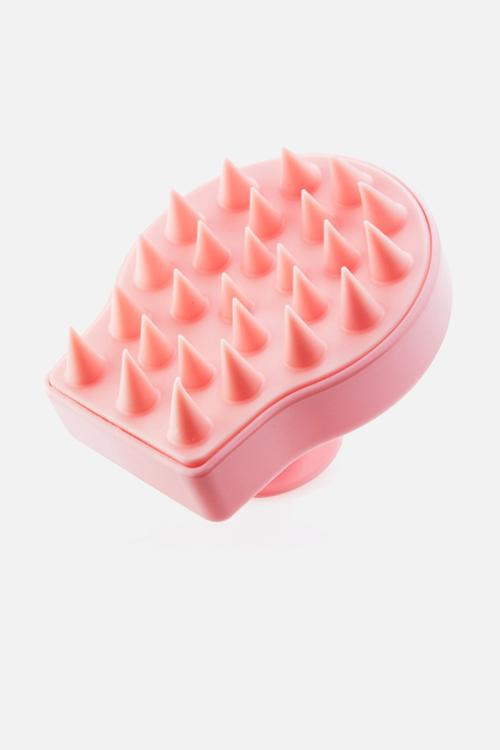 Scalp Exfoliating Brush - Soft Silicone Massaging Bristles - Pink