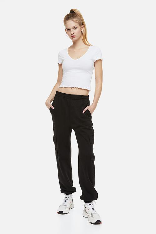 V-neck cropped top - white 