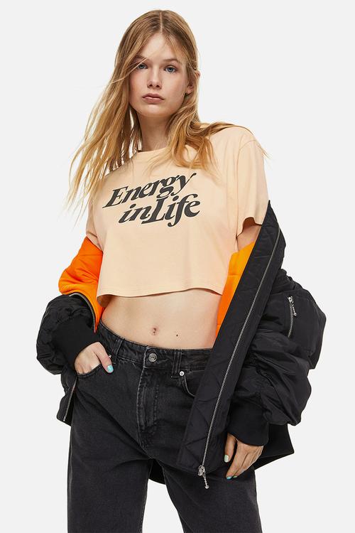 Cropped printed top - yellow