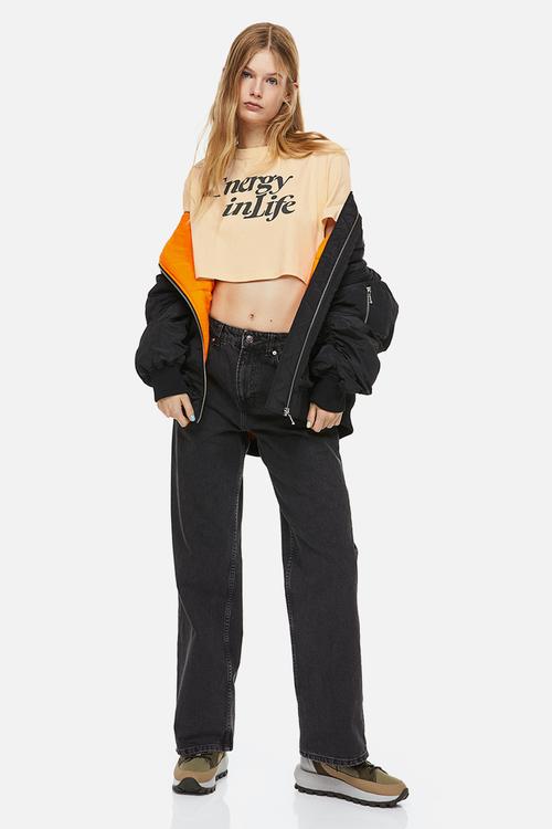 Cropped printed top - yellow