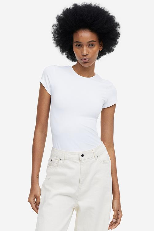 Fitted microfibre T-shirt - white