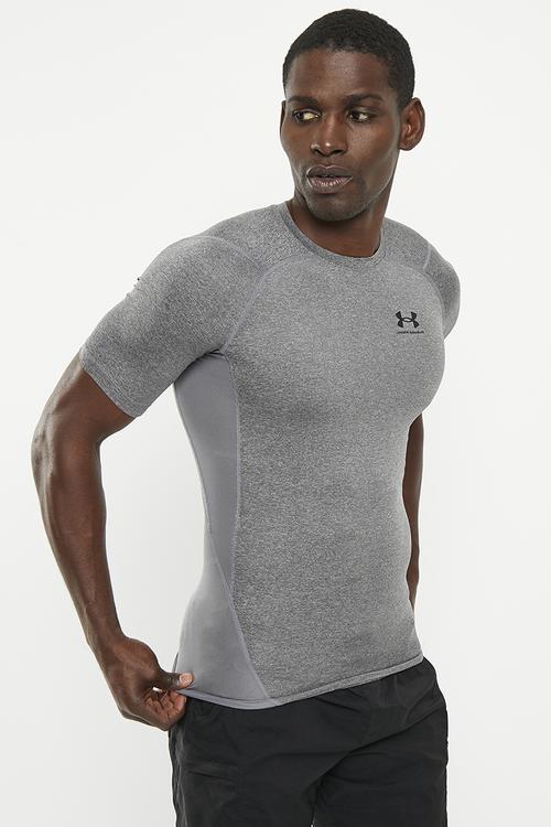 UA HeatGear® short sleeve compression top- carbon heather