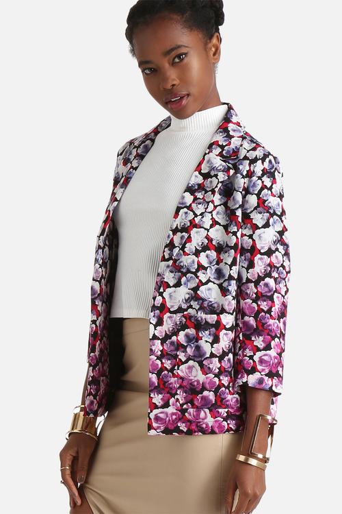 Dipped Floral Print Jacket
