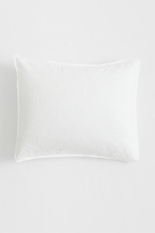 Washed linen pillowcase - white