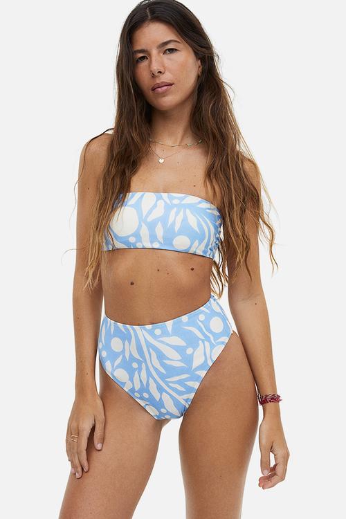 Brazilian bikini bottoms - light blue/patterned