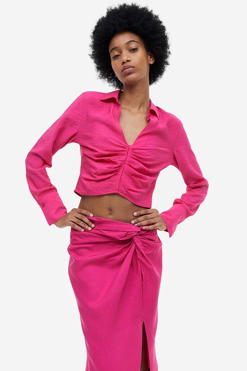 Collared blouse - cerise