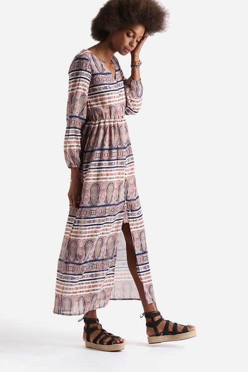 Paisley Border Print Maxi Dress
